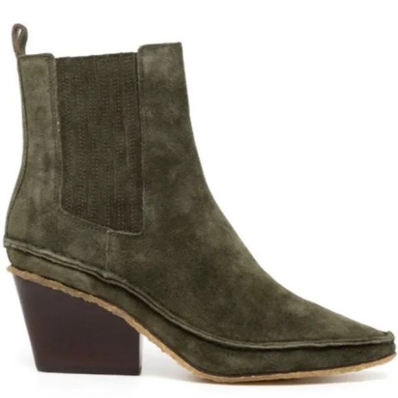 Tory Burch Shoes - Tory Burch Lila Heeled Ankle Boot Natural Suede Color Olive Size 6.5 Bohemian